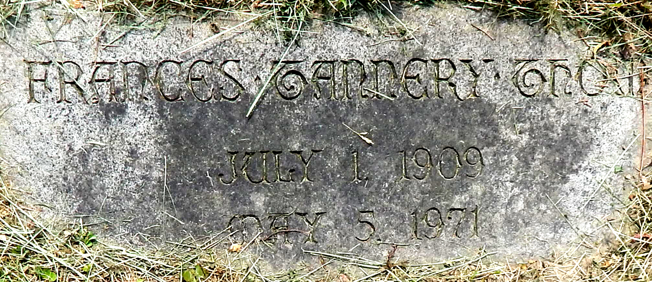 Photo of headstones/Frances Tannery Thom 1909-1971 hdstn Newburgh Cedar Hill cem Orange co NY